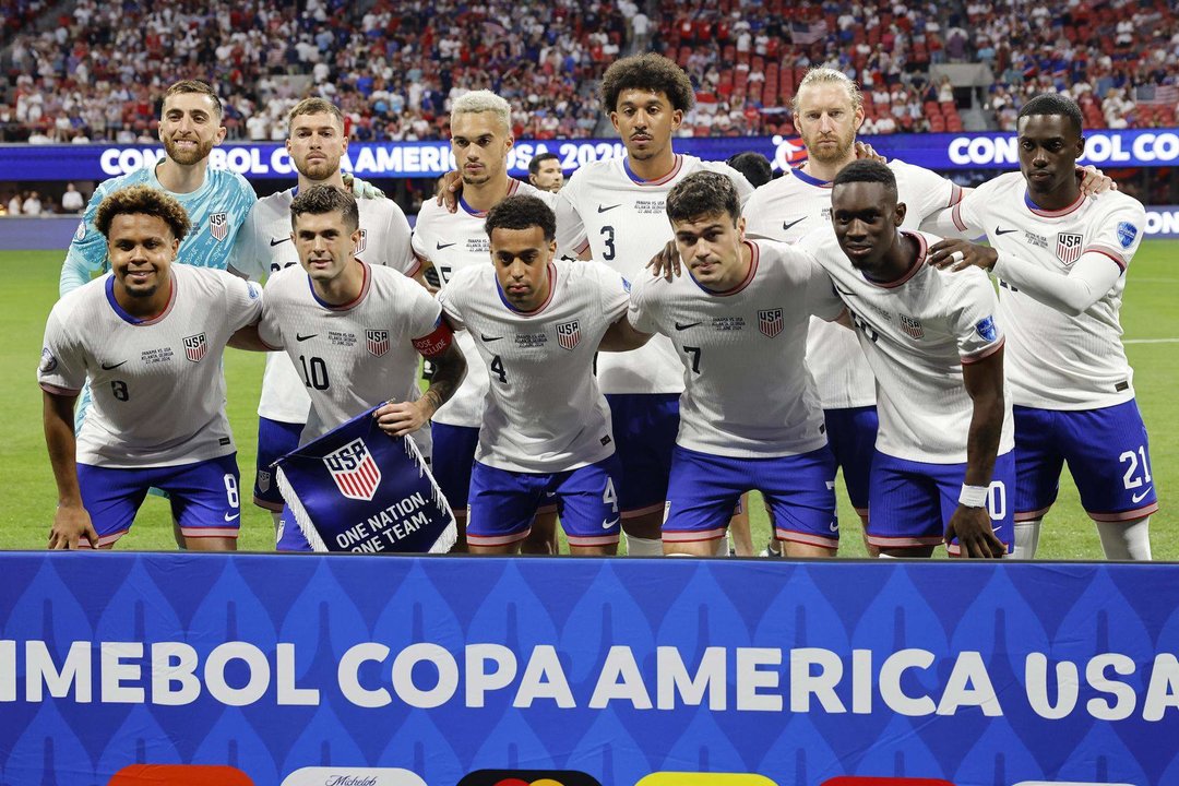 El equipo titular de Estados Unidos que enfrentó a Panamá en la fecha 2 del grupo C de la Copa América 2024 fue registrado el pasado 27 de junio, en el estadio Mercedes Benz de Atlanta (Georgia, EE.UU.) EFE/Erik S. Lesser